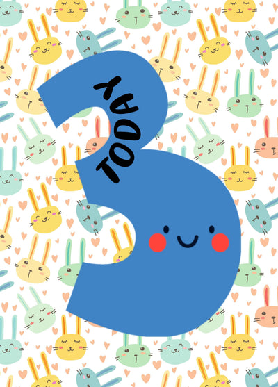 Three Today Age Birthday Card