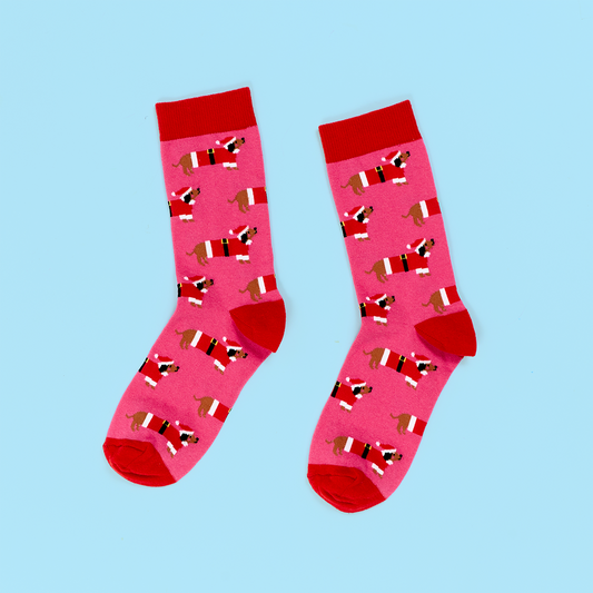 Festive Sausage Dog Socks