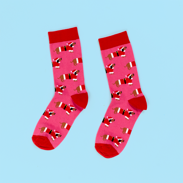 Festive Sausage Dog Socks