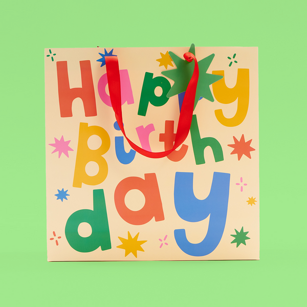 Happy Bday Type Large Gift Bag