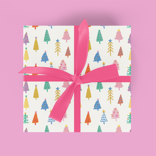 Rainbow Trees Xmas Flat Wrap