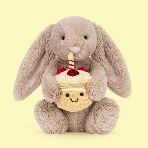 Jellycat Bashful Beige Bunny 'Birthday'