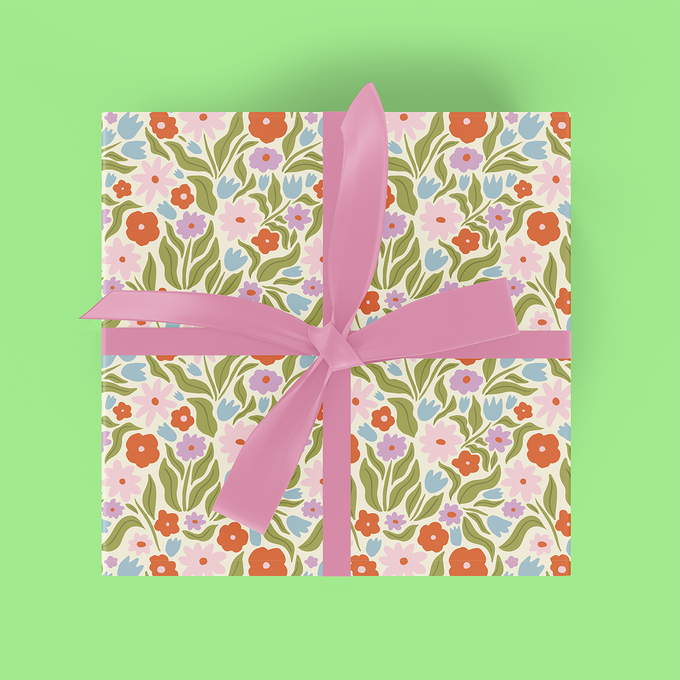 Wrap Spring Designs Spring Floral Flat Wrap – Scribbler Cards & Gifts