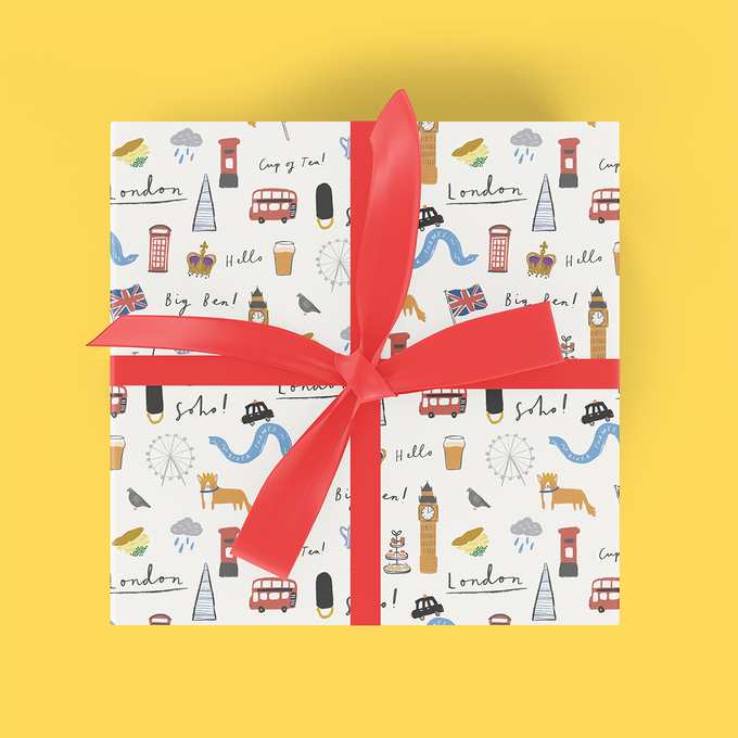 London Sketchy Icons Flat Wrap