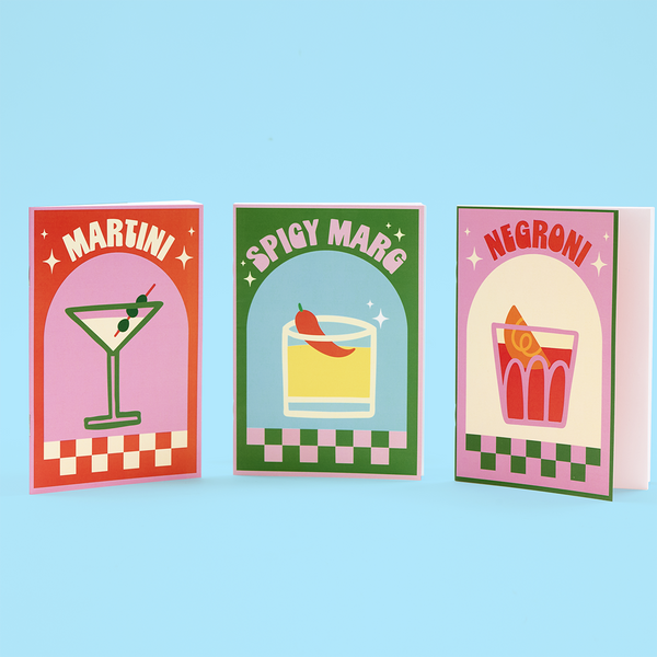 A5 Cocktail Art Trio of Notebooks