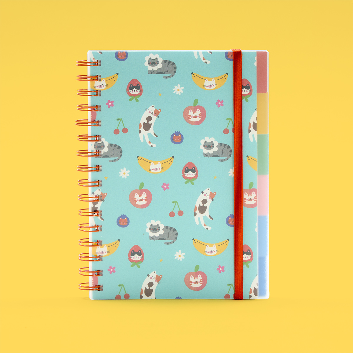 A5 Ringbound Fruit Cats Subject Notebook