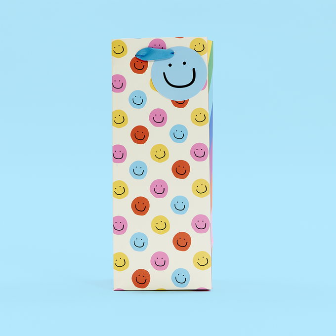 Jumbled Smiley Bottle Bag