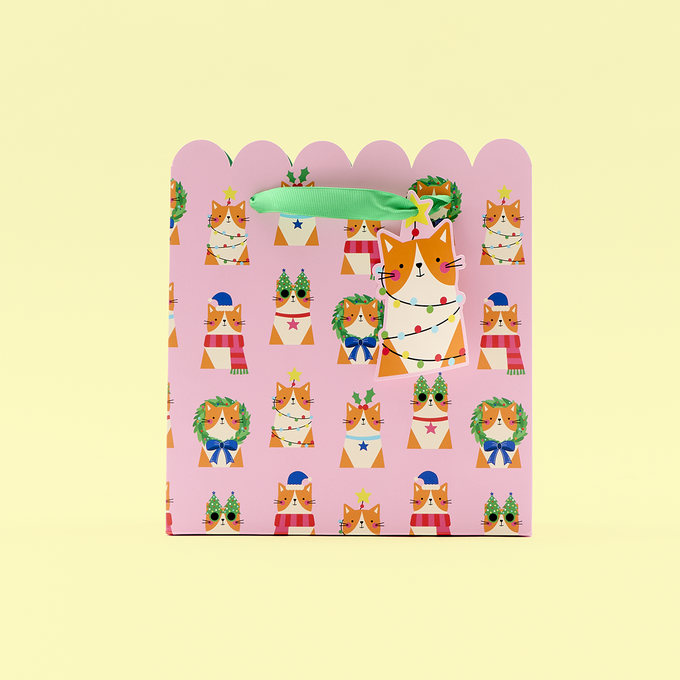 Christmas Cats Gift Bag - Medium