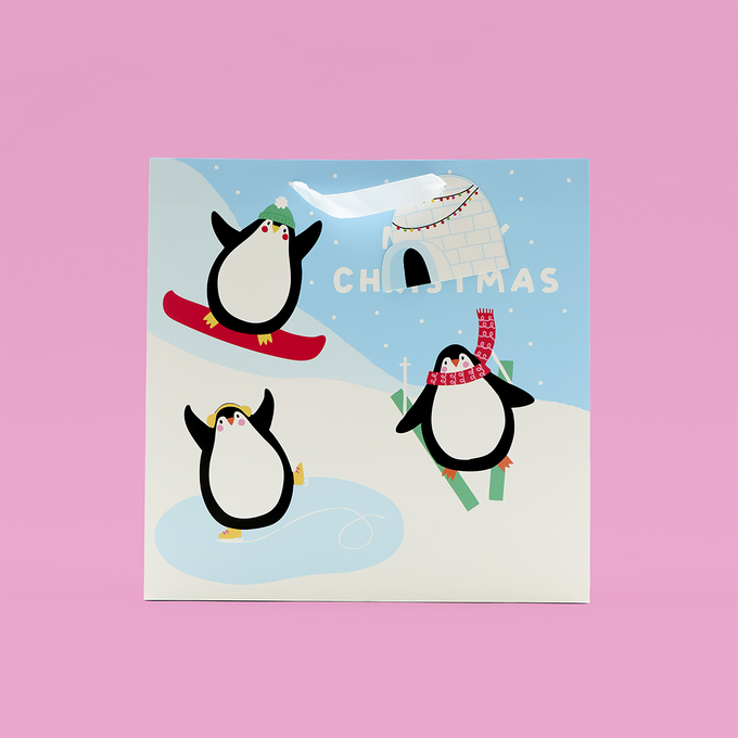 Snow Sport Penguins Gift Bag - Large