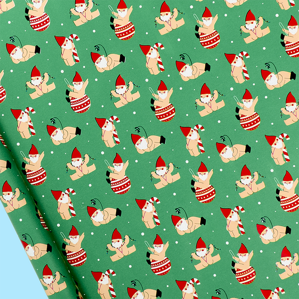 Naughty Gnome Xmas Roll Wrap