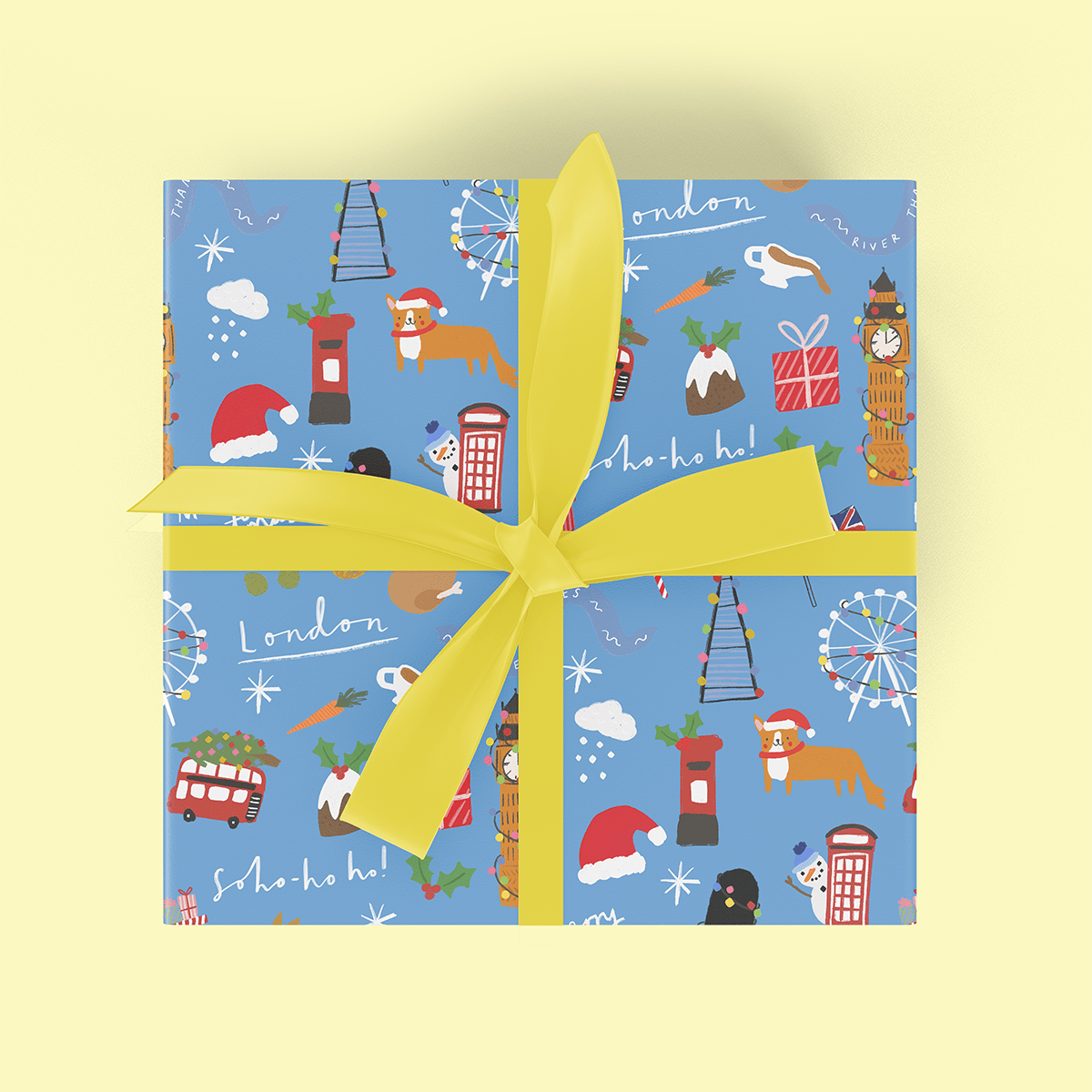 London Sketchy Xmas Icons Flat Wrap