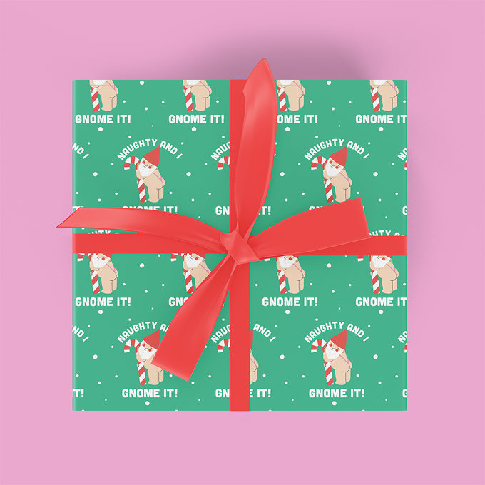 Naughty Gnome Xmas Flat Wrap