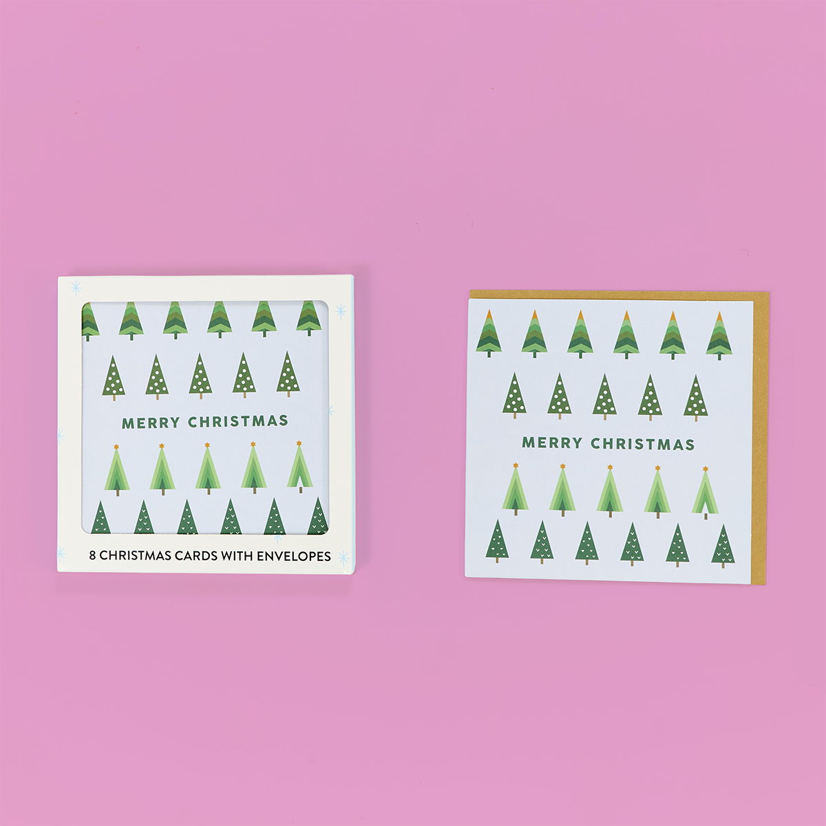 Merry Christmas Geo Trees Card Pack