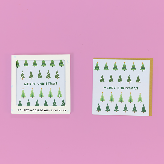Merry Christmas Geo Trees Card Pack