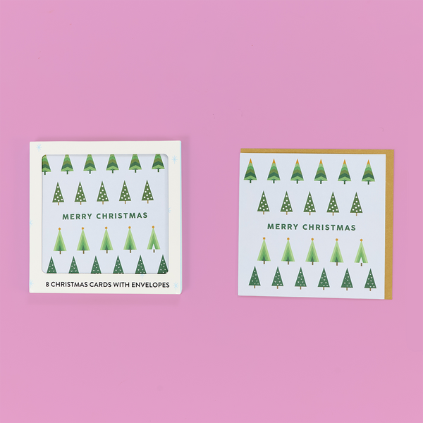 Merry Christmas Geo Trees Card Pack