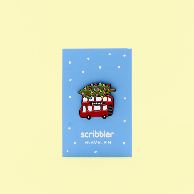 London Bus Xmas Pin Badge