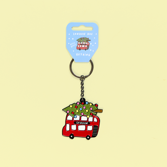 London Bus Xmas Enamel Keyring