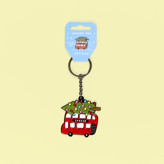 London Bus Xmas Enamel Keyring