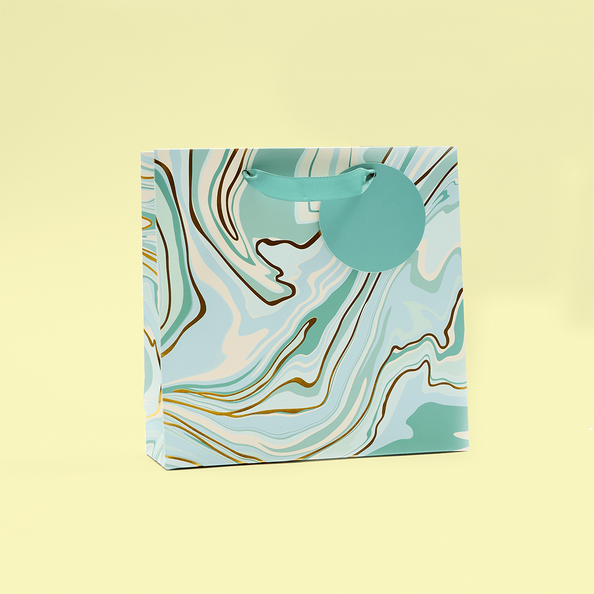 Turquoise Marble Foil Medium Gift Bag