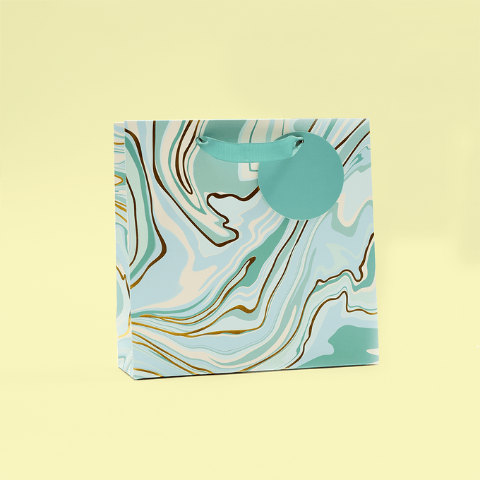 Turquoise Marble Foil Medium Gift Bag