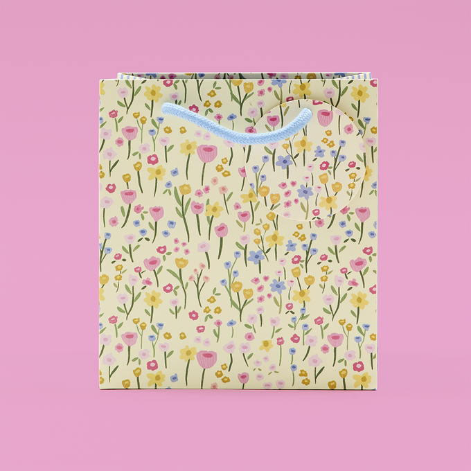 Pressed Floral Extra Wide Medium Gift Bag