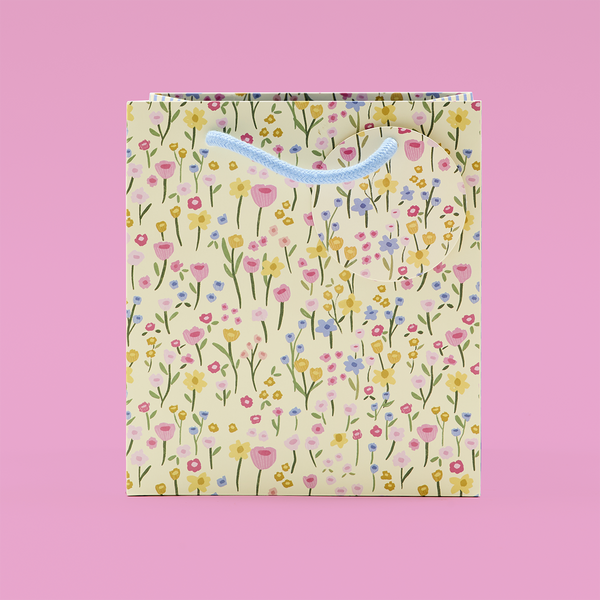 Pressed Floral Extra Wide Medium Gift Bag