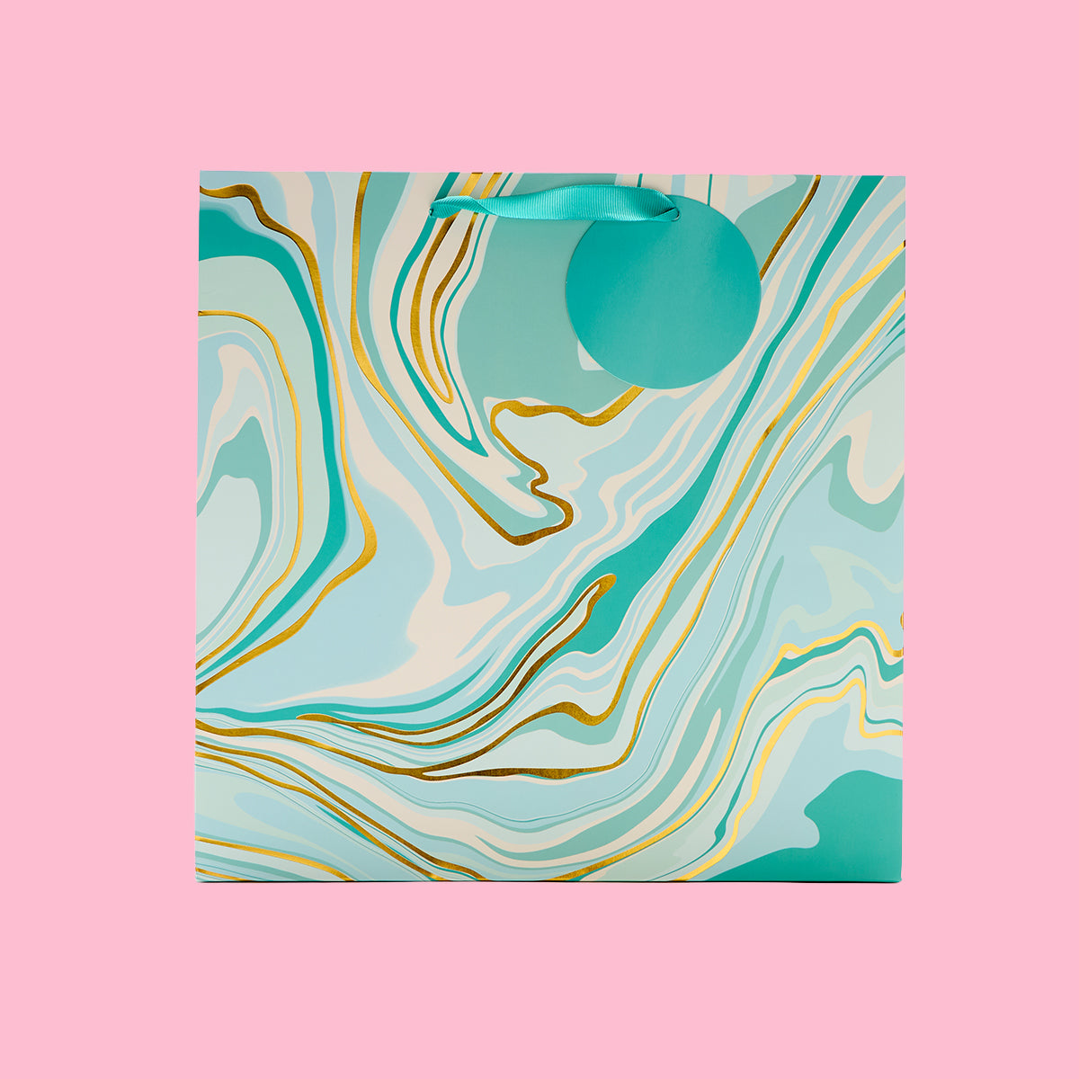 Turquoise Marble Foil Large Gift Bag