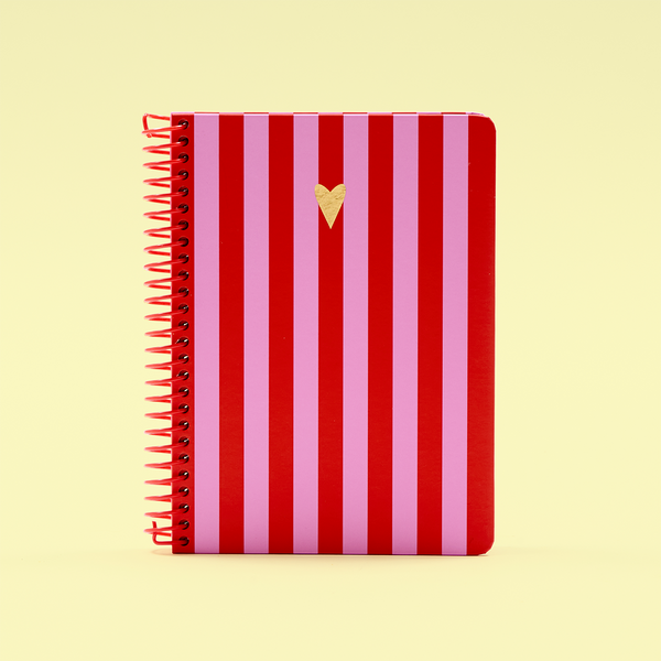 A5 Ringbound Heart on Stripes Notebook