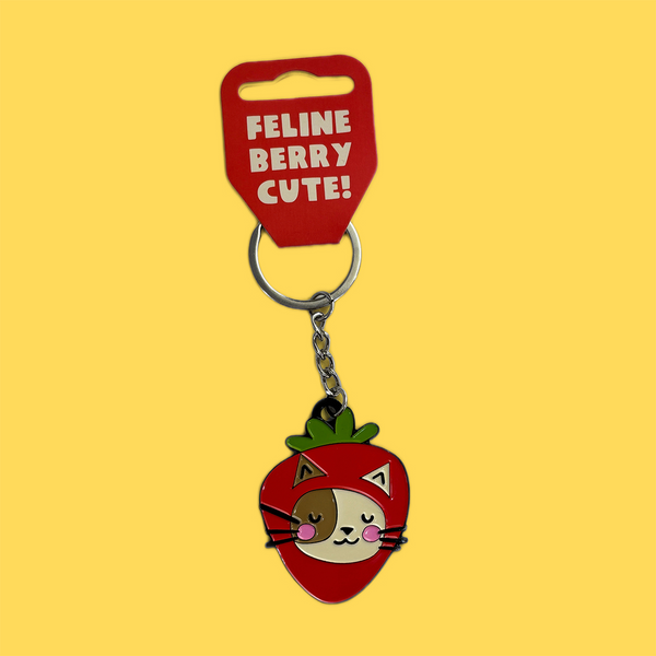Strawberry Cat Keyring
