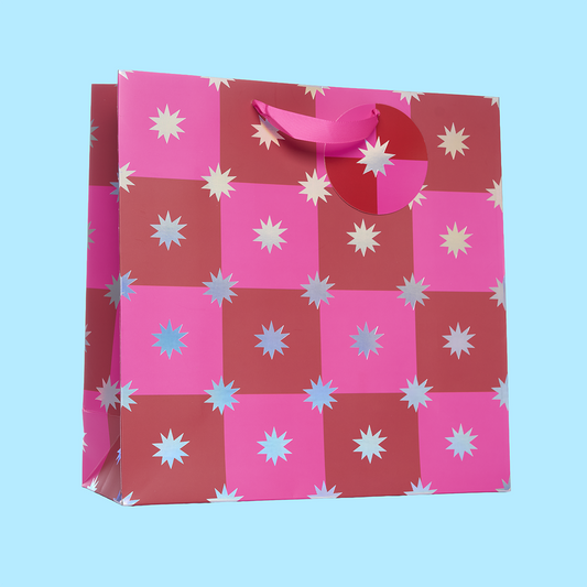 Pink Red Stars Large Gift Bag