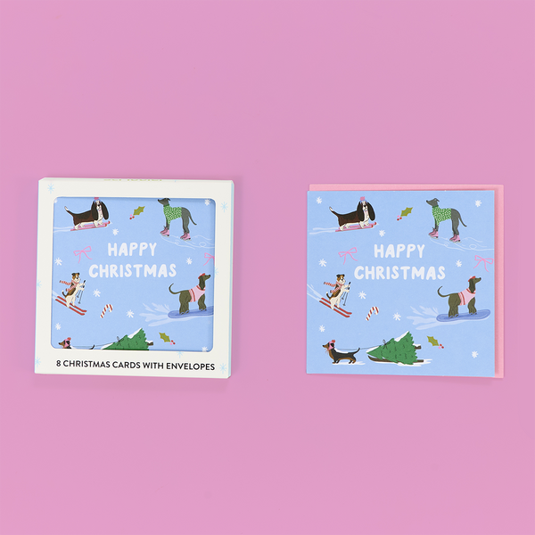 Skiing Dogs Card Pack