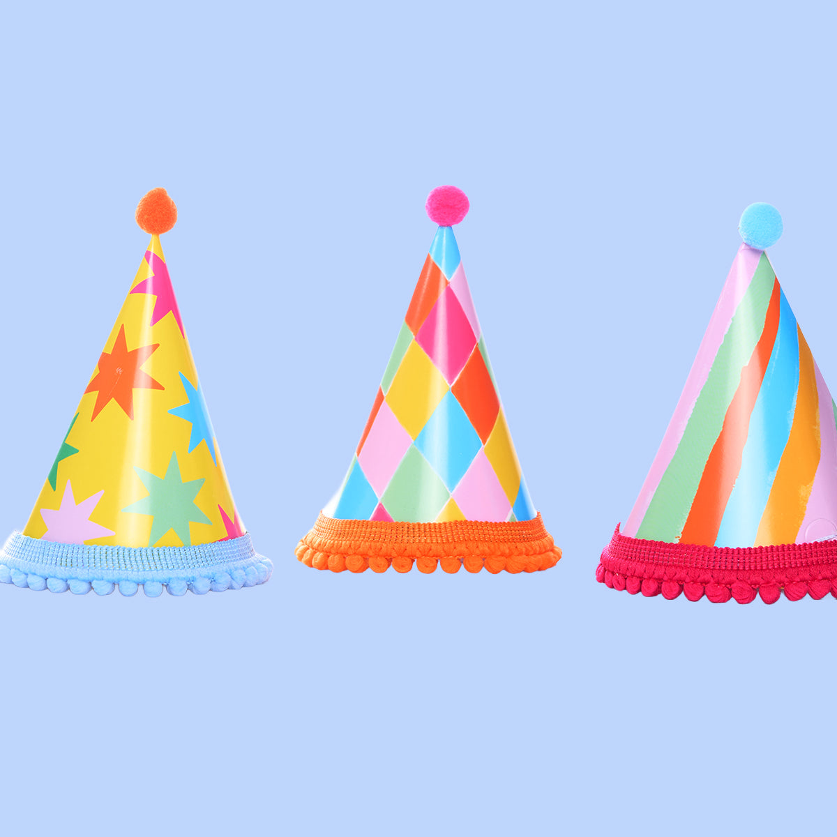 Mini Pom Pom Party Hats