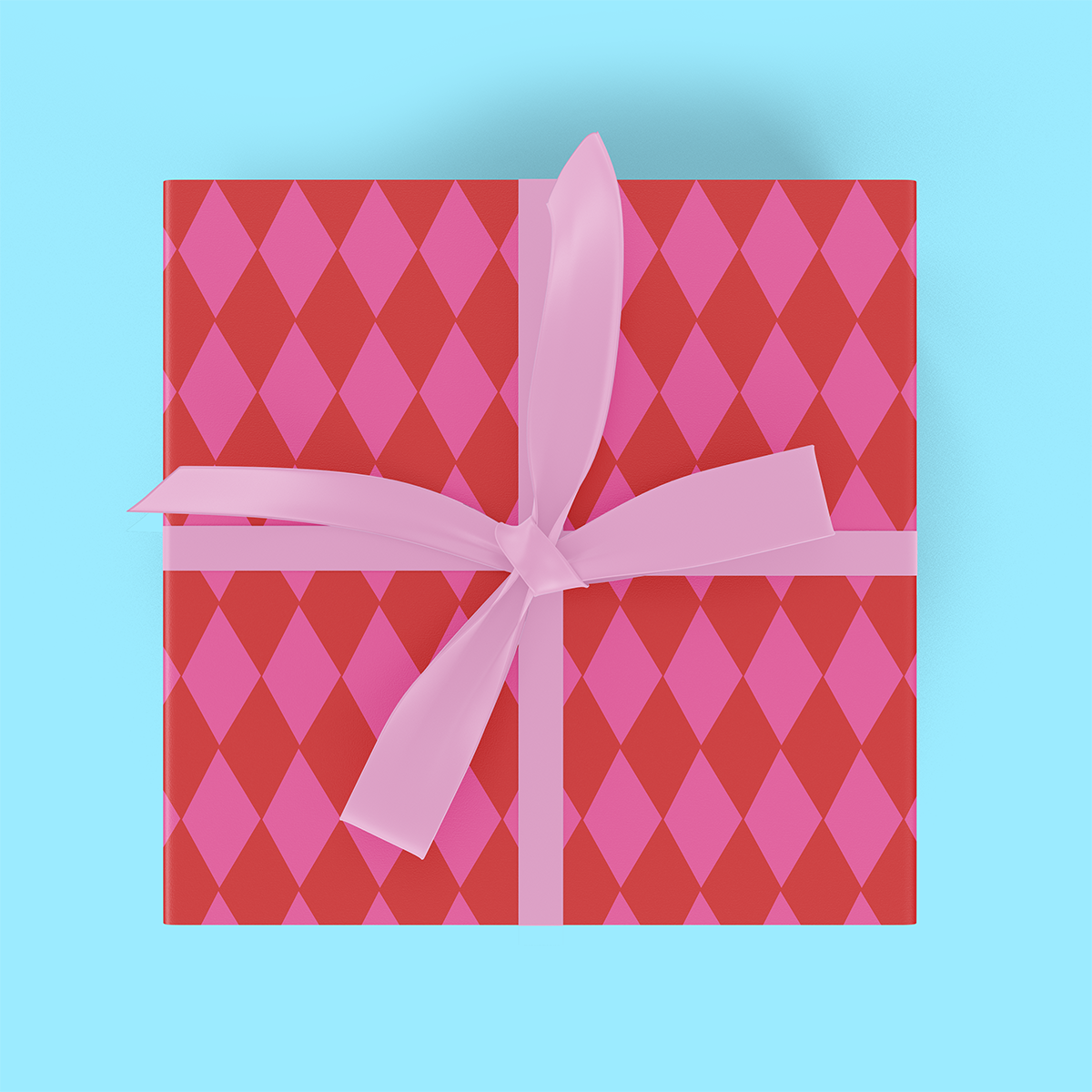 Xmas Flatwrap Pink Red Harlequin