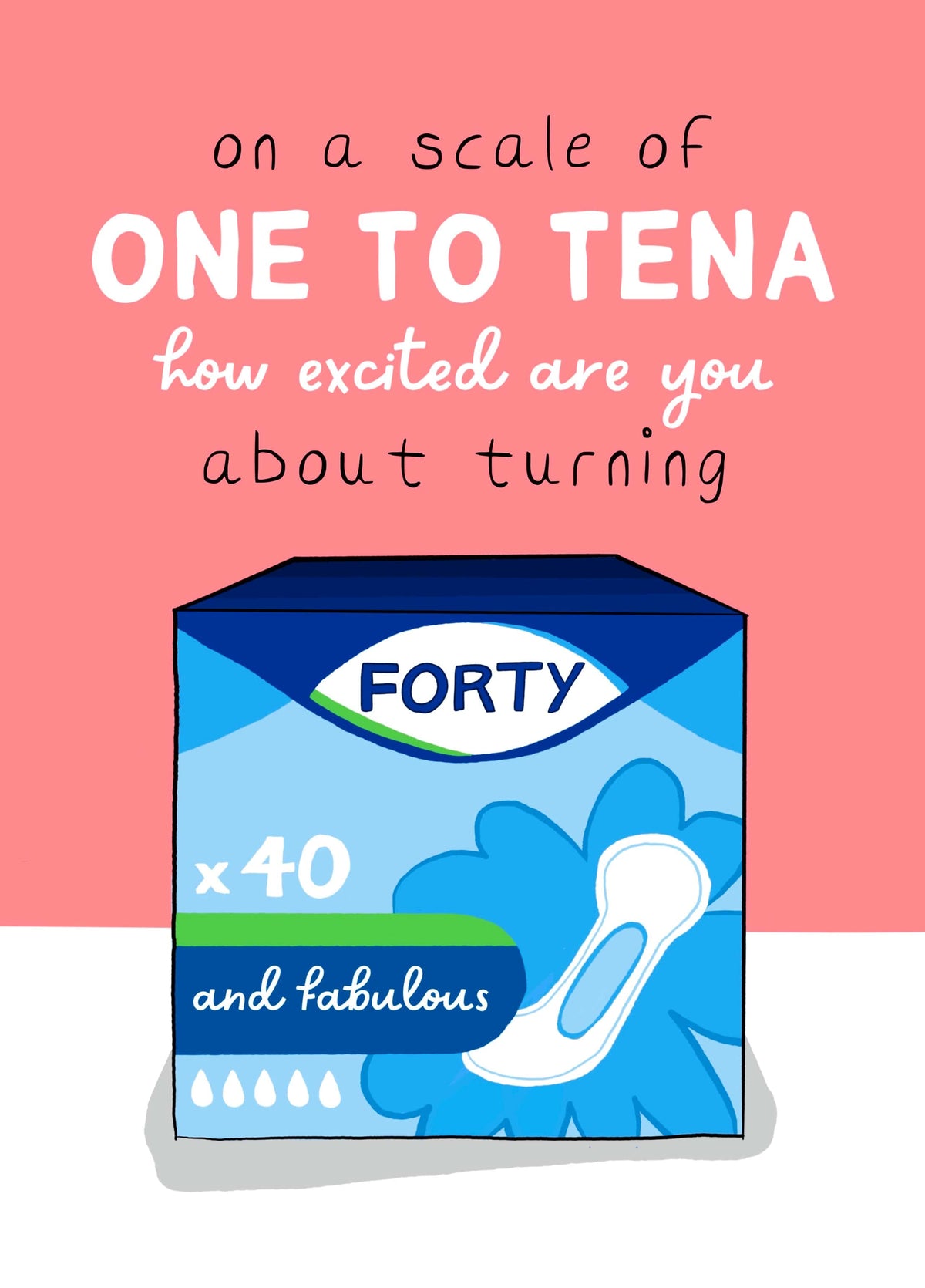 Scale Of One To Tena - Funny 40th Birthday Card For Her