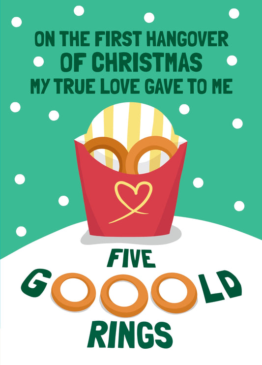 Christmas Card - Five Gold Rings - Onion Rings