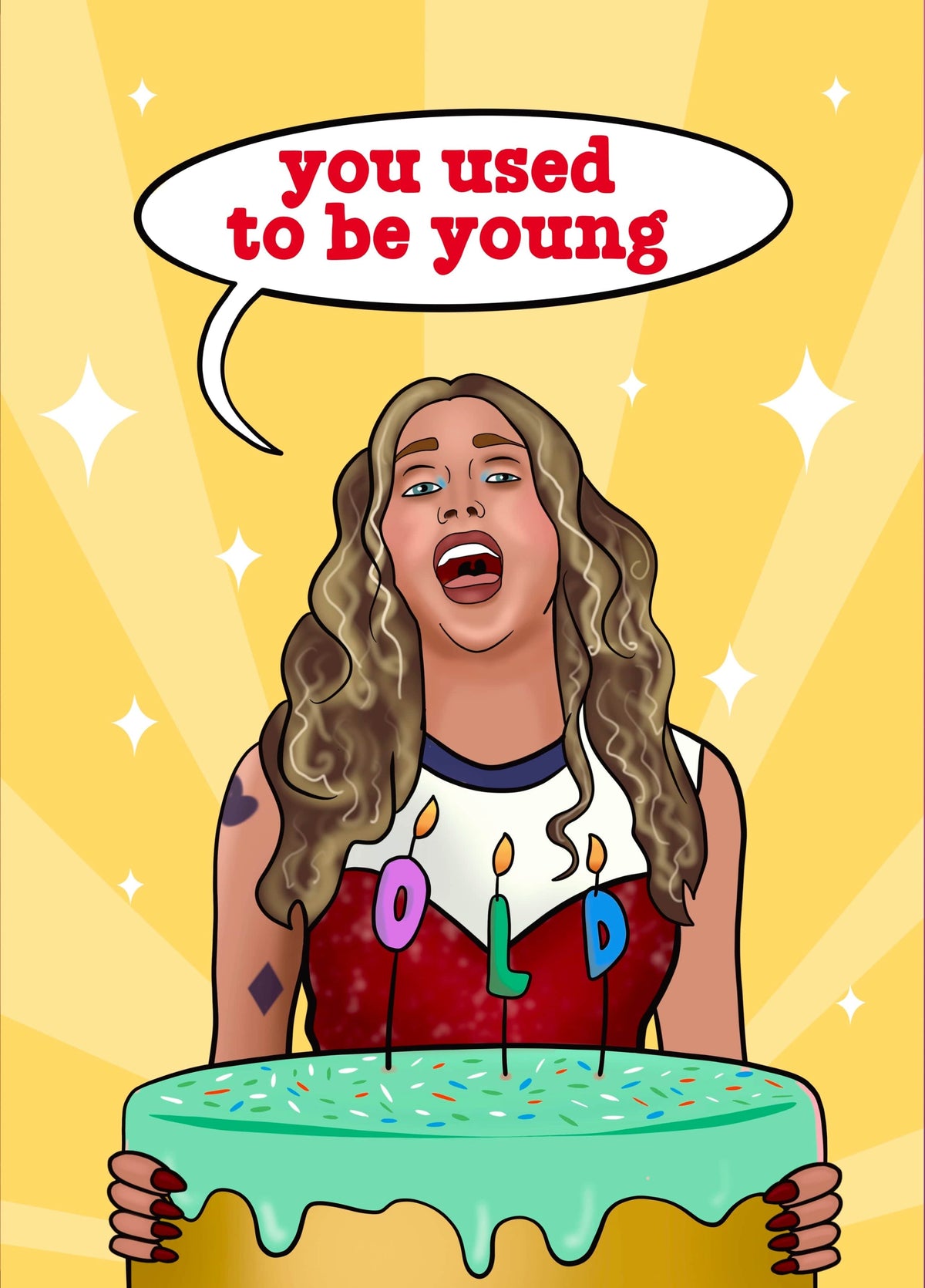 Miley Cyrus Used To Be Young Inspired Birthday Card