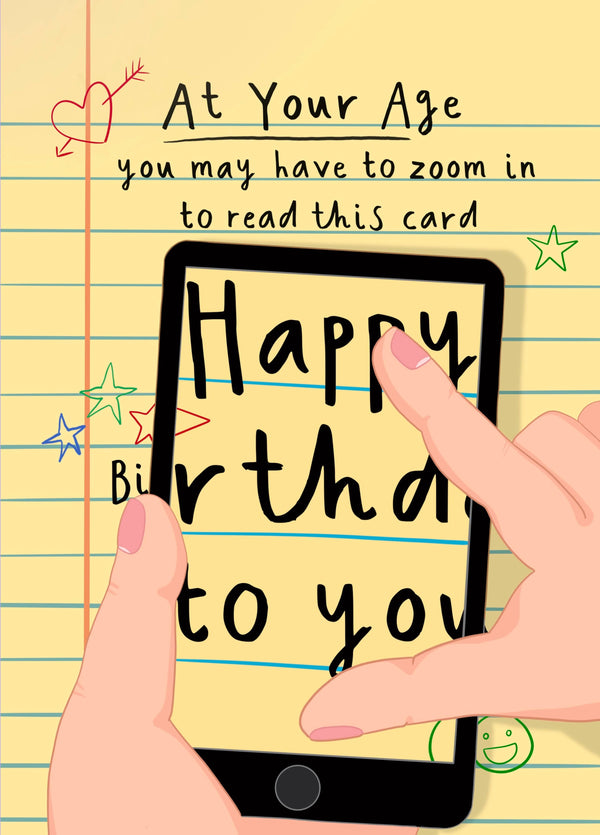 Phone Zoom In Birthday Card For Shortsighted Friends