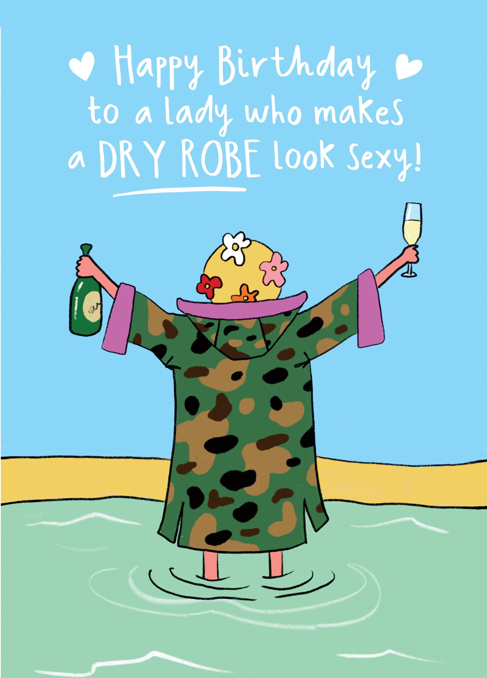 Funny Dry Robe Birthday Card For Wild Swimmer