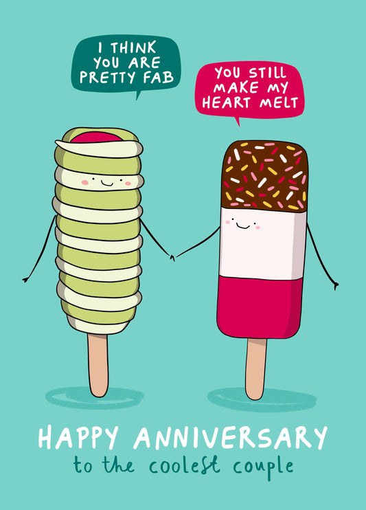 Cute Anniversary Card - Fab & Twister Lolly Card For Couple