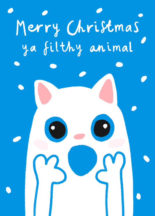 Funny Home Alone Cat Christmas Card - Merry Christmas Ya Filthy Animal