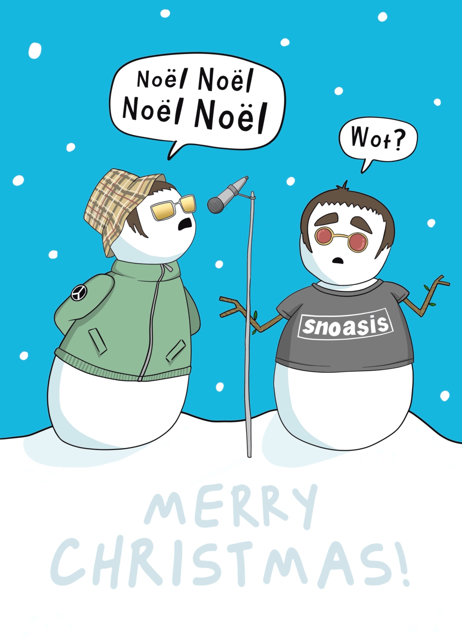 Funny Christmas Card - Oasis Snoasis Card For 90s Music Lovers