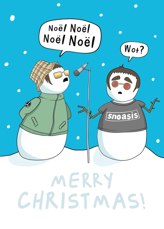 Funny Christmas Card - Oasis Snoasis Card For 90s Music Lovers