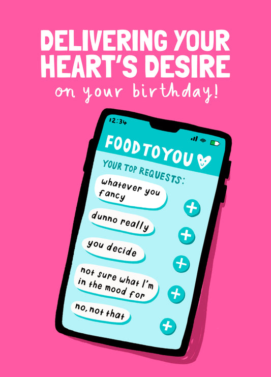 Funny Birthday Card For Someone Who Can Never Decide What To Eat