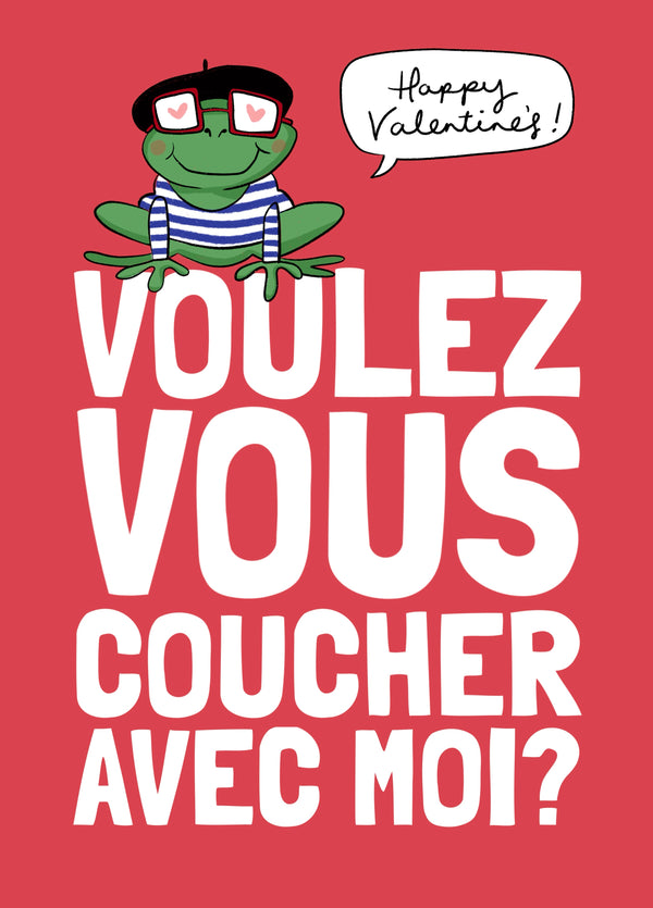 Funny Valentine’s Day Card - Voulez Vous Cheeky Frog