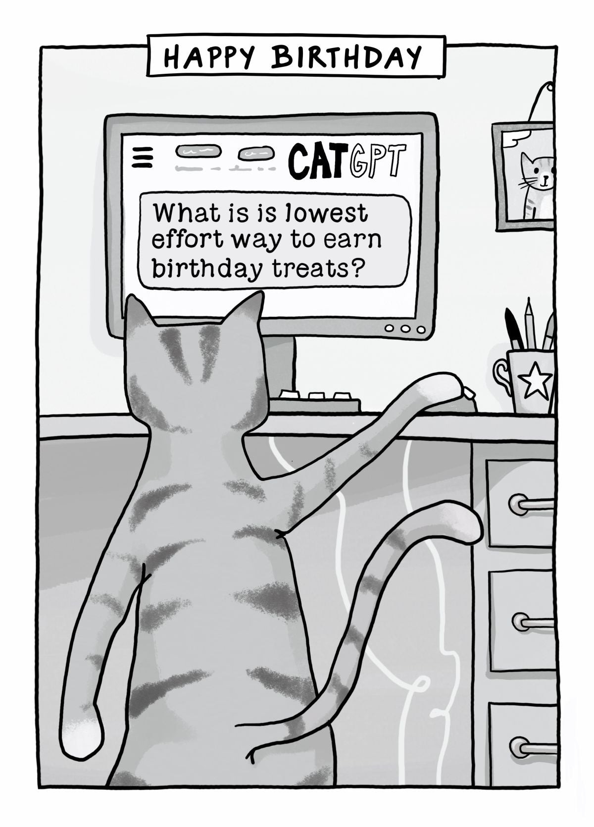 Funny Birthday Card - Cat GPT Joke