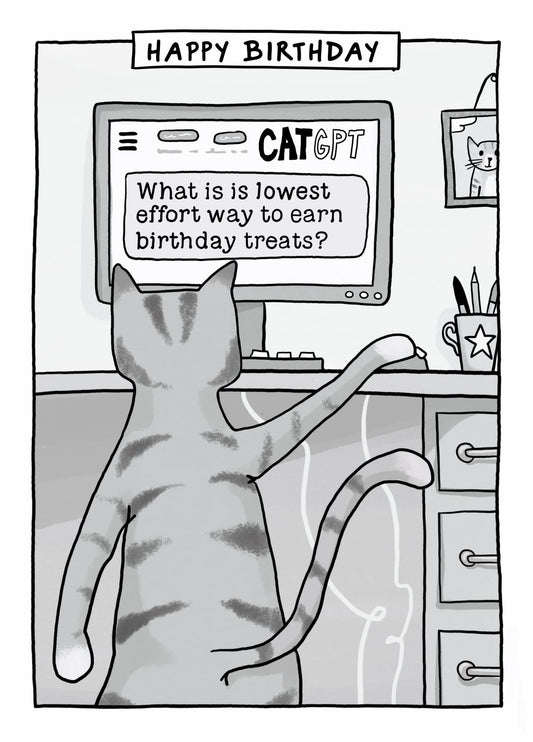 Funny Birthday Card - Cat GPT Joke