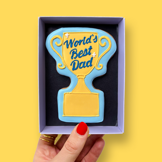 World's Best Dad Trophy Letterbox Cookie