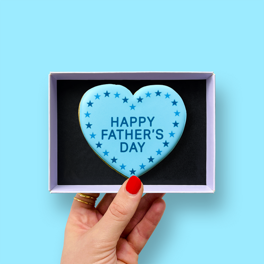 Happy Father's Day Printed Heart Biscuit