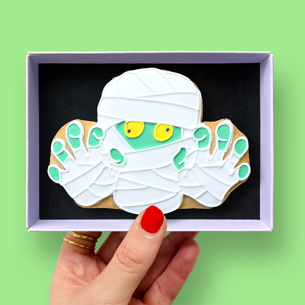 Mummy Zombie Halloween Letterbox Iced Cookie