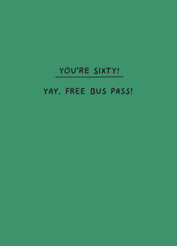 Free Bus Pass 60th Birthday Card